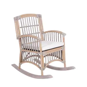 Rck200b Jonathan Y 840011496498 Swayze Bohemian Farmhouse Woven Rattan/wood Rocking Chair White Cushi