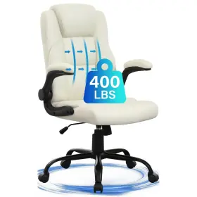 Jonpony 730789097761 Xl-9189-white Big And Tall 400lbs Wide Seat Ergonomic Computer Desk Chair