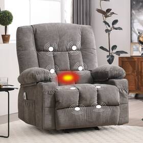 Jonpony Xl-1149-gm-grey Xl-1149 Manual Recliner Chair With Heat And Massage Function Ergonomic