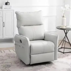Jujabu 711181254365 Light Gray 360 Swivel Pu Rocking Recliner Chair For Bedroom
