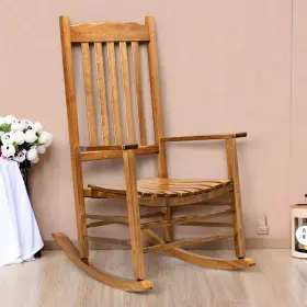 Jt-53298736 Jutrend Solid Wood Rocking Chair - Natural Wavy Seat Square And Portable Armchair