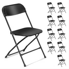 Karl Home 313020140145 Black Steel Frame Plastic Seat Folding Chairs Set Of 10
