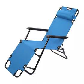 Karl Home 313047415479 Black Metal Blue Oxford Cloth Folding Outdoor Recliner Chair