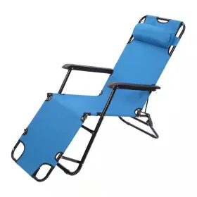 Karl Home 313047415479 Black Metal Blue Oxford Cloth Folding Outdoor Recliner Chair
