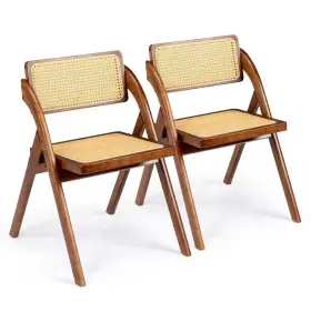 Karl Home 705353150586 Walnut Brown Wood Armless Folding Chairs Set Of 2