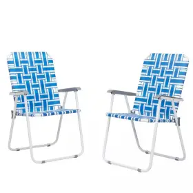 Karl Home 711181218138 Metal Frame Blue Beach Chair 2-pack