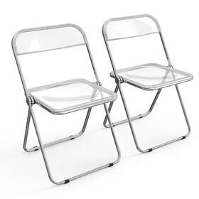 Karl Home 744759735485 Stackable Transparent Clear Acrylic Folding Chair Set Of 2