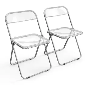 Karl Home 744759735485 Stackable Transparent Clear Acrylic Folding Chair Set Of 2