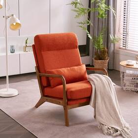 Karl Home Khmac1930 Accent Chair Mid-century Modern With High Back Linen Orange