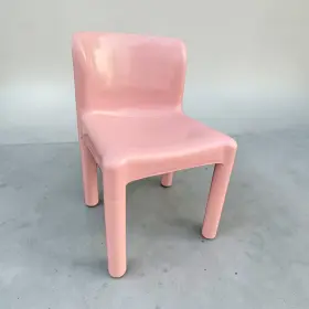 4867 Kartell Chair Olaf Von Bohr Design Vintage Pink Plastic Stacking Side