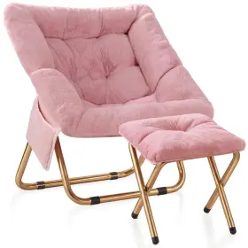 Kp-chair-001 Kasunpul Foldable Lounge Chairs Soft Faux Fur Living Room 27.56 X 18 31.5 Inches