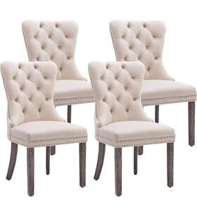 Kcc Kcc42705-2 Velvet Dining Chairs Set Of 4 Upholstered High-end Tufted Room Chair