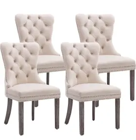 Kcc42705-2 Kcc Velvet Dining Chairs Set Of 4 Upholstered High-end Tufted Room Chair