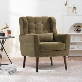 Keiki Cf-act-lrc06-ovgr Modern Accent Chair Chenille Armchair With Pillow Upholstered Arm Chai