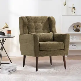 Cf-act-lrc06-ovgr Keiki Modern Accent Chair Chenille Armchair With Pillow Upholstered Arm Chai