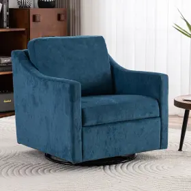 Kfkzuy 763073749008 360 Large Swivel Linen Fabric Upholstered Armchair With Plump Pillow Modern C