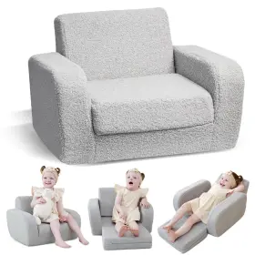 Ks-01k Kidbloom 3-in-1 Toddler Couch Chairs Small Grey Sofa For 1-3 Years