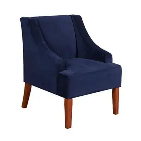K6499-b215 Kinfine Velvet Swoop Arm Accent Chair Navy