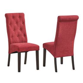 Kings Brand Furniture Pc27-r - Tufted Upholstered Parsons Dining Chair Set Of 2 Red