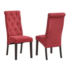 Pc27-r Kings Brand Furniture - Tufted Upholstered Parsons Dining Chair Set Of 2 Red