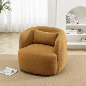 Kinwell 726084073760 Brown Polyester Barrel Chair With Swivel Set Of 1