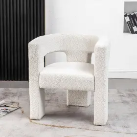 Bsc095-wh Kinwell Cream 28 Inch Wide Boucle Upholstered Square Armchair