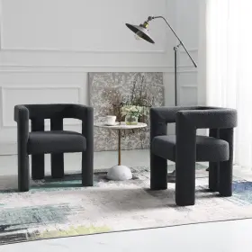 Bsc101-nbk Kinwell Accent Chair 27 Inch Polyester-upholstered Solid Wood Jet Black Set Of 2
