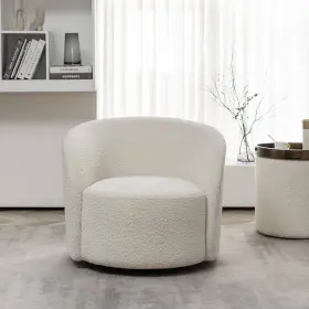 Bsc107-wh Kinwell Arm Chair Polyester Upholstery With 360 Swivel In Cream Set Of 1