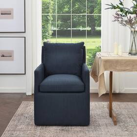 Kinwell Bsc115-indigo 25 Inch Wide Upholstered Dining Chairs With Casters Indigo