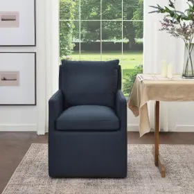 Bsc115-indigo Kinwell 25 Inch Wide Upholstered Dining Chairs With Casters Indigo