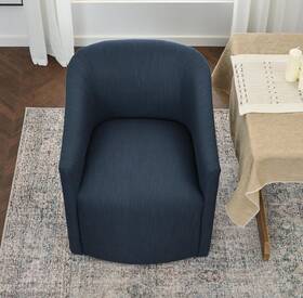 Kinwell Bsc116-indigo 25 Inch Wide Upholstered Dining Chairs With Casters Indigo