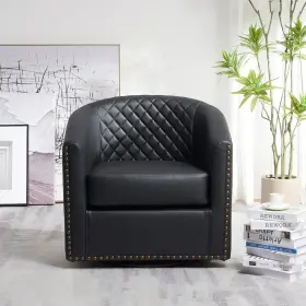 Bsc118 Kinwell Open Box Logan Tufted Faux Leather Swivel Club Chair Retail Price 269