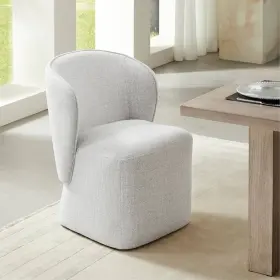 Dc1256 Kislot Upholstered Dining Chair With Casters No Assembly Linen Deskchair Wingback