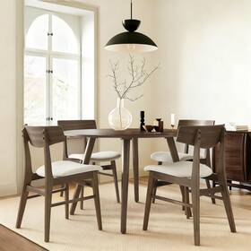 Kislot Dc7111-1115 Wooden Dining Chairs Set Of 4 Upholstered Modern Room Mid Cen
