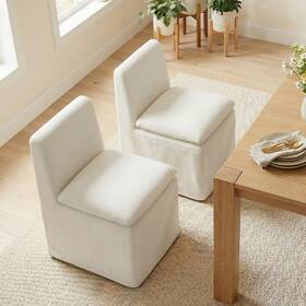 Kislot Dc7y151 Upholstered Dining Chairs Set Of 2 With Casters Modern Armless Kitche