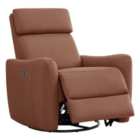 Kma76097 Kislot Power Leather Recliner Chair Usb Port Electric Swivel Glider Rocker Sofa