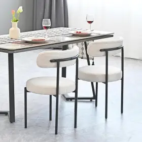 Kitchen 043651738861 Set Of 2 Boucle Fabric Dining Chair
