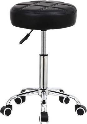 Kktoner Bbs0301 Round Rolling Stool Pu Leather Height Adjustable Swivel Drafting Work Sp