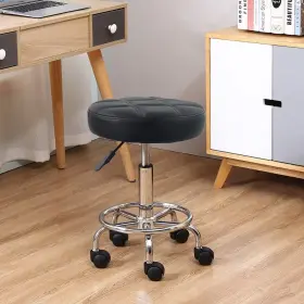 Bbs0332 Kktoner Round Rolling Stool Chair Pu Leather Height Adjustable Swivel Drafting
