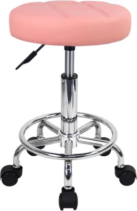 Bs0332 Kktoner Round Rolling Stool Chair Pu Leather Height Adjustable Swivel Drafting W