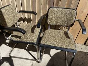 Knoll 100491923 Cesca Upholstered Armchairs Set Of Four Mid-century Modern Chrome Euc