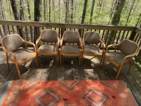 11050 Knoll Set Of 5 Don Petitt For Bentwood Chairs Oak Tan Vintage Mcm Read Plz