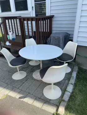 Br51 Knoll 151c Mcm Vintage 4 Eero Saarinen Tulip Swivel Dining Chairs And Table Br 51