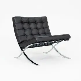 250l Knoll 2010s Mies Van Der Rohe For Barcelona Lounge Chairs Black Leather 3x Avail