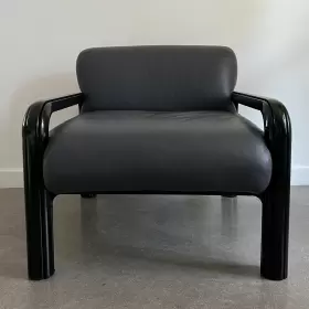 54-s1 Knoll Gae Aulenti For Lounge Chair In Grey / Gray Leather