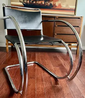 Mr10 Knoll Mr20 1980s Set Of Six Mies Van Der Rohe For / Leather Dining Chairs