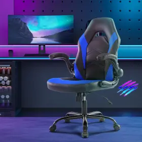 C-3895-bkbu Kpuy Flip-up Arm Racing Gaming Chair Pu Leather Rolling E-sports Blue