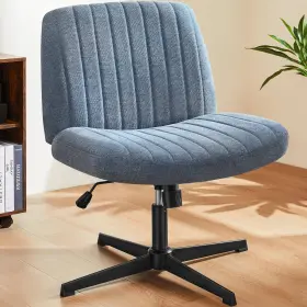 C-7261-bu Kpuy Armless Office Desk Chair Swivel Fabric Vanity Upholstered Blue
