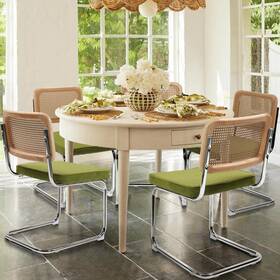 Krofem Dc43gr-n025-grn Dining Chairs Set Of 4 Modern Rattan Kitchen Mid Century