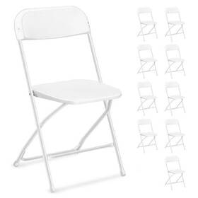 Ktaxon 040275871881 10-pack Folding Chairs Plastic Dining White - And Steel